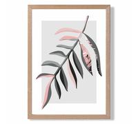 ARTZE Tropical Leaf Grey & Pink Boho Botanical Framed Print SIZE: A4 with Oak Frame | Size: A3 ARTZE Grey A3