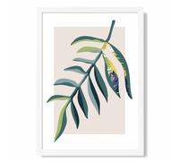 ARTZE Tropical Leaf Teal & Green Mid Century Modern Framed Print SIZE: A2 with White Frame | Size: A3 ARTZE Teal A3
