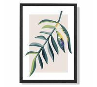ARTZE Tropical Leaf Teal & Green Mid Century Modern Framed Print SIZE: A3 with Black Frame | Size: A4 ARTZE Teal A4