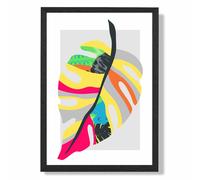 ARTZE Tropical Monstera Blue & Green Abstract Minimalist Framed Print SIZE: A4 with Black Frame in Mid Blue | Size: A2 ARTZE Mid Blue A2