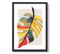 ARTZE Tropical Monstera Green & Red Minamilist Framed Print SIZE: A3 with Black Frame | Size: A2 ARTZE Green A2