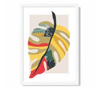 ARTZE Tropical Monstera Green & Red Minamilist Framed Print SIZE: A4 with White Frame | Size: A3 ARTZE Green A3