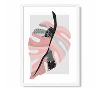 ARTZE Tropical Monstera Grey & Pink Boho Botanical Framed Print SIZE: A3 with White Frame | Size: A4 ARTZE Grey A4