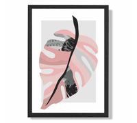 ARTZE Tropical Monstera Grey & Pink Boho Botanical Framed Print SIZE: A4 with Black Frame | Size: A2 ARTZE Grey A2