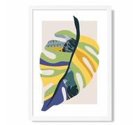 ARTZE Tropical Monstera Teal & Green Mid Century Modern Framed Print SIZE: A4 with White Frame | Size: A2 ARTZE Teal A2