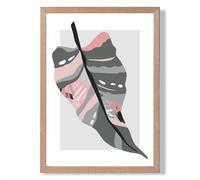 ARTZE Tropical Palm Grey & Pink Boho Botanical Framed Print SIZE: A4 with Oak Frame | Size: A3 ARTZE Grey A3