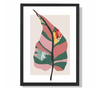 ARTZE Tropical Plant Green & Red Minamilist Framed Print SIZE: A3 with Black Frame | Size: A2 ARTZE Green A2