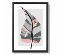 ARTZE Tropical Plant Grey & Pink Boho Botanical Framed Print SIZE: A2 with Black Frame ARTZE Grey A2