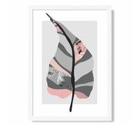 ARTZE Tropical Plant Grey & Pink Boho Botanical Framed Print SIZE: A3 with White Frame | Size: A4 ARTZE Grey A4