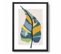ARTZE Tropical Plant Teal & Green Mid Century Modern Framed Print SIZE: A3 with Black Frame ARTZE Teal A3