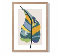 ARTZE Tropical Plant Teal & Green Mid Century Modern Framed Print SIZE: A4 with Oak Frame ARTZE Teal A4