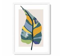 ARTZE Tropical Plant Teal & Green Mid Century Modern Framed Print SIZE: A4 with White Frame ARTZE Teal A4