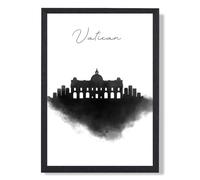 ARTZE Vatican Watercolour Skyline City Framed Print SIZE: A2 with Black Frame | Size: A4 ARTZE Black A4