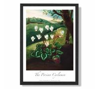 ARTZE Vintage Floral Exhibition - Cyclamen Flowers Framed Print SIZE: A2 with Black Frame in Green | Size: A4 ARTZE Green A4