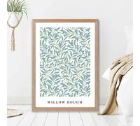 ARTZE Vintage William Morris Green & Yellow Willow Pattern Art Print / Oak Frame / SIZE: A2 ARTZE Green A2