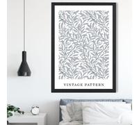 ARTZE Vintage William Morris Grey Willow Floral Art Print / Black Frame / SIZE: A4 in Light Grey | Size: A2 ARTZE Light Grey A2