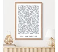 ARTZE Vintage William Morris Grey Willow Floral Art Print / Oak Frame / SIZE: A4 in Light Grey | Size: A3 ARTZE Light Grey A3