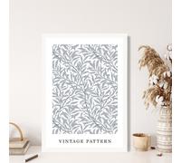 ARTZE Vintage William Morris Grey Willow Floral Art Print / White Frame / SIZE: A2 in Light Grey | Size: A3 ARTZE Light Grey A3
