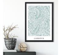ARTZE Vintage William Morris Larkspur in Mint & White Art Print / Black Frame / SIZE: A4 ARTZE Mint A4