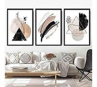 Artze Wall Art Abstract Wall Art Prints, 30 cm Width x 40 cm Height, Beige/Black/Gold