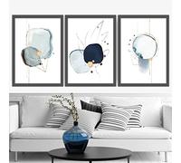 Artze Wall Art Abstract Winter Mood Art Prints, 40 cm Width x 50 cm Height, Navy Gold