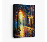 Artze Wall Art Autumn Twilight Street Palette Knife Painting Canvas Print No 2 - 50x70cm - Canvas