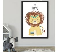 Artze Wall Art Be Brave Lion Tribal Animal Quote Framed Print Size: A2 With Black Frame