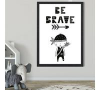 Artze Wall Art Be Brave Little Boy Scandi Quote Framed Print Size: A2 With Black Frame