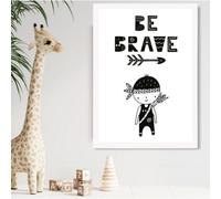 Artze Wall Art Be Brave Little Boy Scandi Quote Framed Print Size: A2 With White Frame