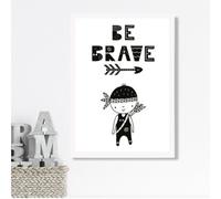 Artze Wall Art Be Brave Little Boy Scandi Quote Framed Print Size: A3 With White Frame