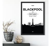 Artze Wall Art Blackpool Black And White City Skyline Framed Print Size: A3 With Black Frame