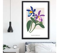 Artze Wall Art Blue And Purple Irises Flower Market Simplicity Framed Print Size: A2 With Black Frame
