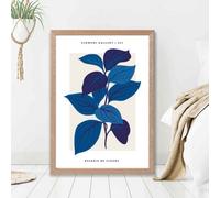 Artze Wall Art Blue Botanicals Flower Market Exhibition Framed Print Size: A2 With Oak Frame