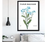 Artze Wall Art Blue Forget Me Not Flower Market Minimalist Framed Print Size: A2 With Black Frame