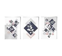 Artze Wall Art Botanical Abstract Geometric Floral Print Wall Art, 30 cm Width x 40 cm Height, Navy Blue/Pink