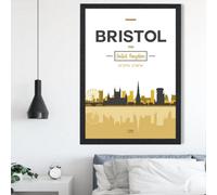 Artze Wall Art Bristol Yellow And Black City Skyline Framed Print Size: A2 With Black Frame