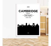 Artze Wall Art Cambridge Black And White City Skyline Framed Print Size: A3 With White Frame