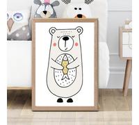 Artze Wall Art Cute Beige Bear Scandi Animal Framed Print Size: A2 With Oak Frame