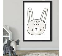 Artze Wall Art Cute Beige Rabbit Scandi Animal Framed Print Size: A2 With Black Frame