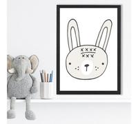 Artze Wall Art Cute Beige Rabbit Scandi Animal Framed Print Size: A3 With Black Frame