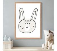 Artze Wall Art Cute Beige Rabbit Scandi Animal Framed Print Size: A3 With Oak Frame