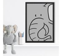 Artze Wall Art Cute Cartoon Style Elephant Framed Print Size: A3 With Black Frame