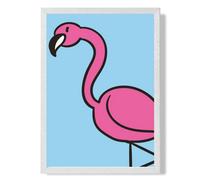Artze Wall Art Cute Cartoon Style Flamingo Art Print With White Frame Size: A4