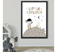 Artze Wall Art Cute Little Boy Explorer Scandi Quote Framed Print Size: A2 With Black Frame