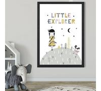 Artze Wall Art Cute Little Girl Explorer Scandi Quote Framed Print Size: A2 With Black Frame