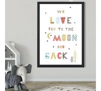 Artze Wall Art Cute Love You To The Moon Scandi Quote Framed Print Size: A2 With Black Frame