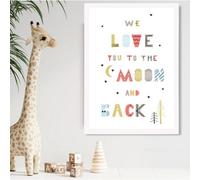 Artze Wall Art Cute Love You To The Moon Scandi Quote Framed Print Size: A2 With White Frame
