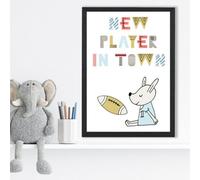 Artze Wall Art Cute New Player In Town Scandi Quote Framed Print Size: A3 With Black Frame
