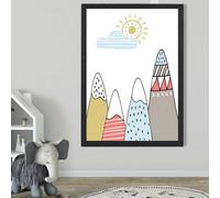 Artze Wall Art Cute Scandi Mountains Framed Print Size: A2 With Black Frame