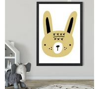 Artze Wall Art Cute Yellow Rabbit Scandi Animal Framed Print Size: A2 With Black Frame